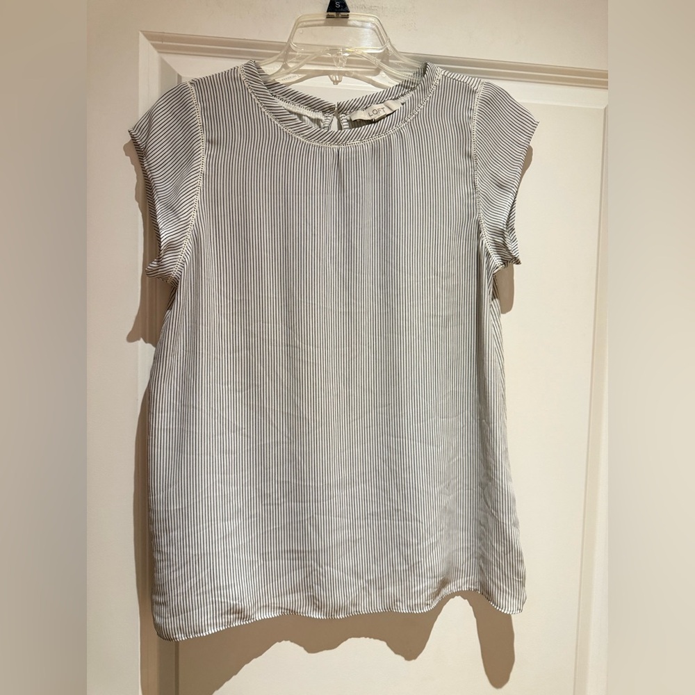 Loft Blouse Pin Stripe Cap sleeve
